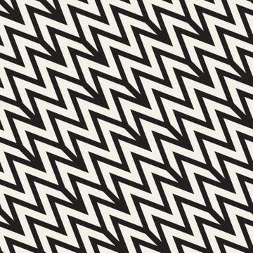 ZigZag Edgy Stripes. Vector Seamless Black and White Pattern Illustrazione stock