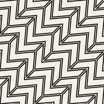 ZigZag Edgy Stripes. Vector Seamless Black and White Pattern Stock Illustration