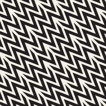 ZigZag Edgy Stripes. Vector Seamless Black and White Pattern Stock Illustration
