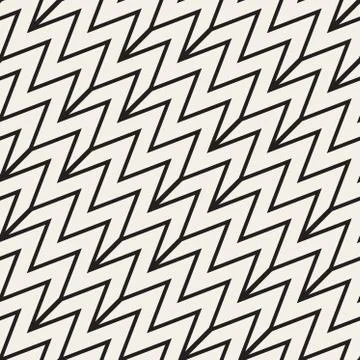 ZigZag Edgy Stripes. Vector Seamless Black and White Pattern Illustrazione stock