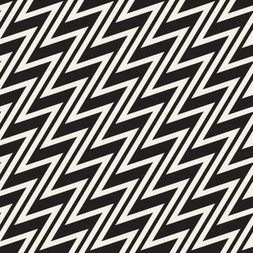 ZigZag Edgy Stripes. Vector Seamless Black and White Pattern Illustrazione stock
