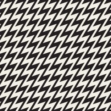 ZigZag Edgy Stripes. Vector Seamless Black and White Pattern Stock Illustration