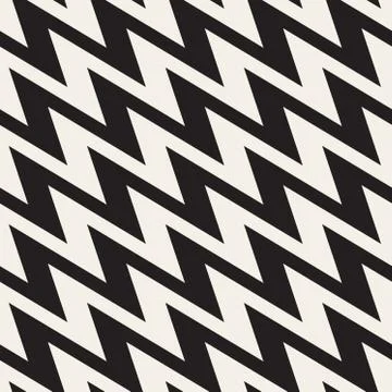 ZigZag Edgy Stripes. Vector Seamless Black and White Pattern Stock Illustration