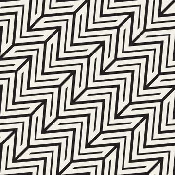 ZigZag Edgy Stripes. Vector Seamless Black and White Pattern 스톡 일러스트