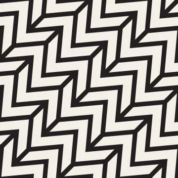 ZigZag Edgy Stripes. Vector Seamless Black and White Pattern Stock Illustration