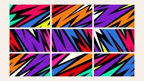 Zigzag flash comic style background Set Illustrazione stock