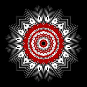 Zigzag floral halftone vector mandala pattern. Line art abstract textured bac 스톡 일러스트