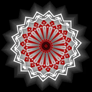 Zigzag floral halftone vector mandala pattern. Line art abstract textured bac Stock Illustration