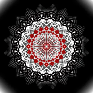 Zigzag floral halftone vector mandala pattern. Line art abstract textured bac Stock Illustration