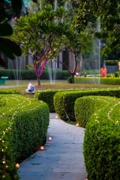 A zigzag garden pathway Stock Photos