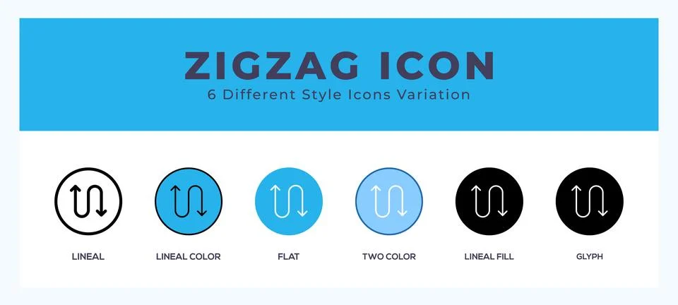 Zigzag icon set with different styles. Vector illustration. Stock Illustration