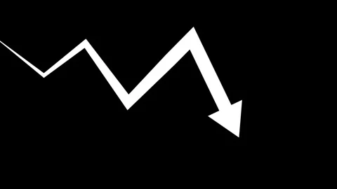 Zigzag line with a downward arrow falling trend loss decline and negative b.. Stock Footage 340385560