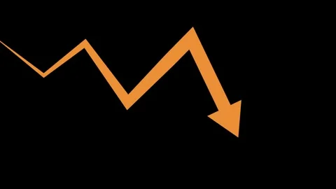 Zigzag line with a downward arrow falling trend loss decline and negative b.. Stock Footage 340385570