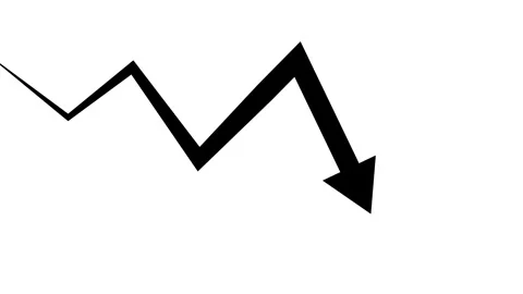 Zigzag line with a downward arrow falling trend loss decline and negative b.. Stock Footage 340385571