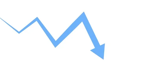 Zigzag line with a downward arrow falling trend loss decline and negative b.. Stock Footage 340385576