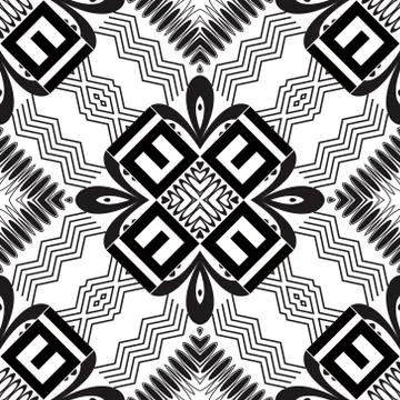 Zigzag lines greek vector seamless pattern. Geometric tribal ethnic backgroun Illustrazione stock