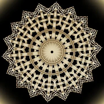 Zigzag mandala pattern. Vector greek style background. Ornamental decorative  Stock Illustration