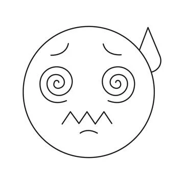 Zigzag Mouth Dizzy Face Vector Line Work for Weakness and Fainting Healthca.. Stock Illustration