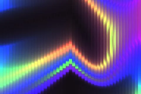 Zigzag Neon Ribbed Gradient Reflection Fractal Background Stock Illustration