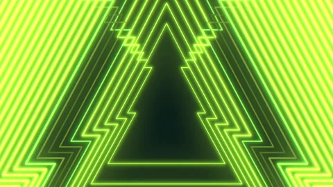 Zigzag neon triangle pattern in green and yellow on black background Stock Footage 317329349