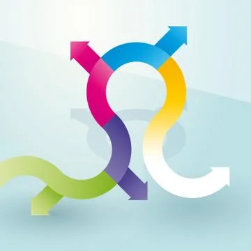 Zigzag path of colored arrows Illustrazione stock