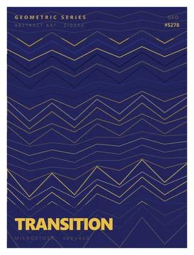 Zigzag pattern with blue and yellow lines on navy blue background abstract ar Stock Illustration