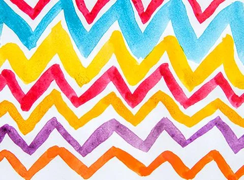 Zigzag patterns in watercolors, angled lines, abstract backgrounds Stock Illustration