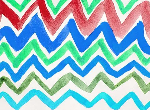 Zigzag patterns in watercolors, angled lines, abstract backgrounds Stock Illustration