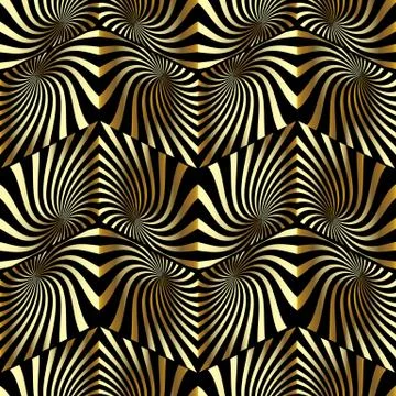 Zigzag radial 3d vector seamless pattern. Stock Illustration