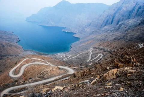 Zigzag road in the mountains Stock Photos