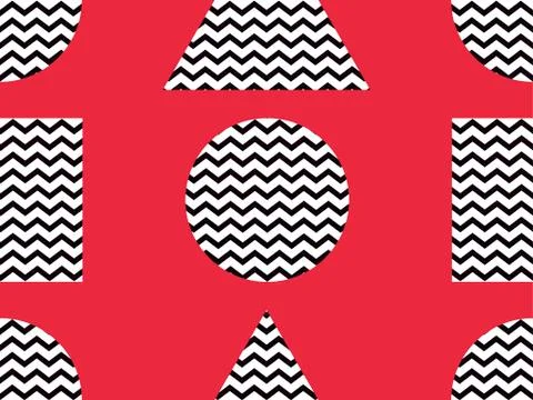 Zigzag seamless pattern with black and red color. Abstract geometric backgrou Stock Illustration