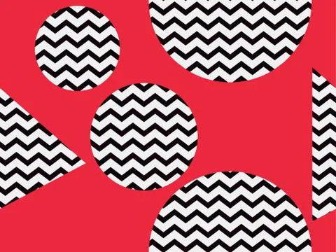 Zigzag seamless pattern with black and red color. Abstract geometric backgrou Illustrazione stock