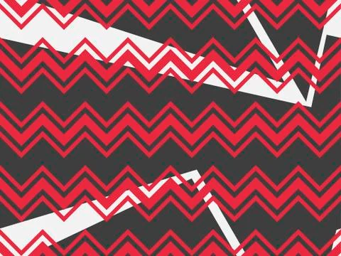 Zigzag seamless pattern with black and red color. Abstract geometric backgrou Stock Illustration
