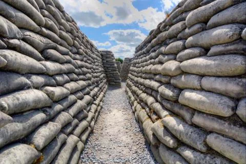 Zigzag shape of the trenches of death. Stock Photos