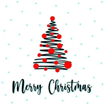 Zigzag Shaped Christmas tree greeting card with Merry Christmas lettering Stockillustratie