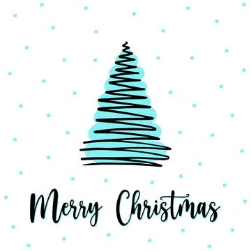 Zigzag shaped Christmas tree greeting card with Merry Christmas lettering Stock Illustration