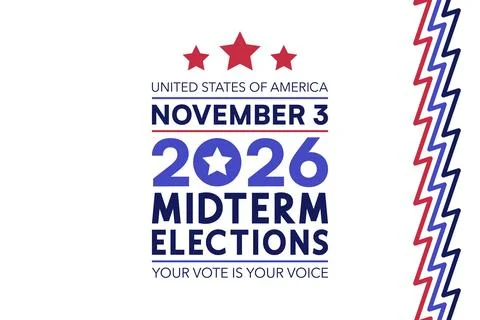 Zigzag Side Border White Background November 3 2026 Elections Stock Illustration