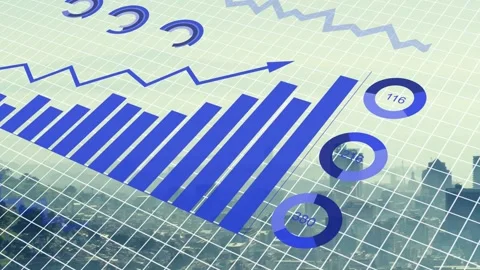 Zigzag starting, data chart animating bars rising, line drawing, pie forming, Stock Footage 333925290