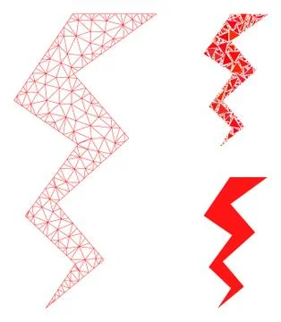 Zigzag Strike Vector Mesh Network Model and Triangle Mosaic Icon Stockillustratie