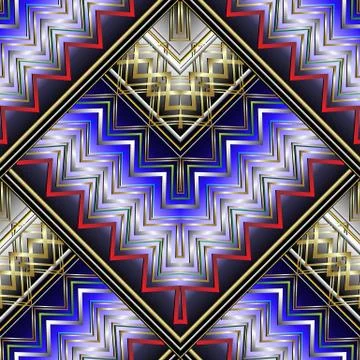 Zigzag striped 3d seamless pattern. Stock Illustration