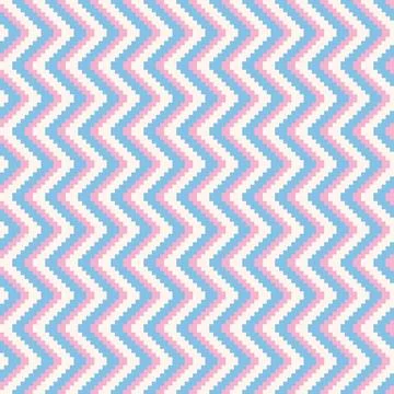Zigzag Stripes Knitting seamless pattern design in baby blue and pink Stock Illustration