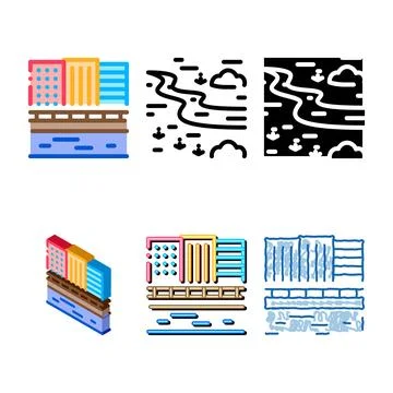 Zigzag stylized flowing river icon vector outline Stock Illustration