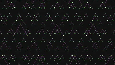 Zigzag triangles and grid squares form black and purple pattern Vídeo Stock 258914969