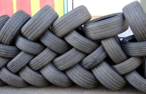 Zigzag Used Tires Pattern Stock Photos