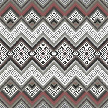 Zigzag vector seamless border pattern. Ornamental geometric greek background Stock Illustration