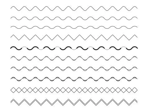 Zigzag Wave Line Border Frame Element Set Stock Illustration