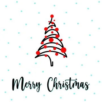 Zigzag wavy line Christmas tree greeting card with Merry Christmas lettering Stock Illustration