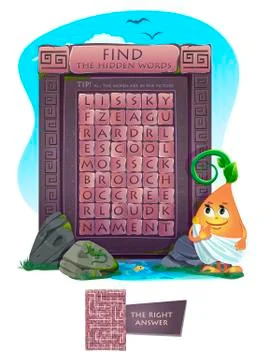 Zigzag word search puzzle Stock Illustration