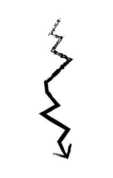 Zigzagging broken arrow pointing down grunge doodle design element Stock Illustration