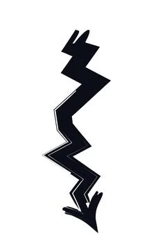 Zigzagging broken arrow pointing downward bold thick stroke graphic element Stock Illustration